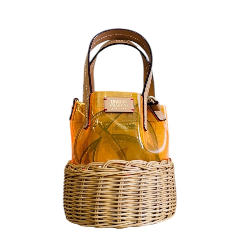 Frances Valentine orange vinyl small basket crossbody bag NEW